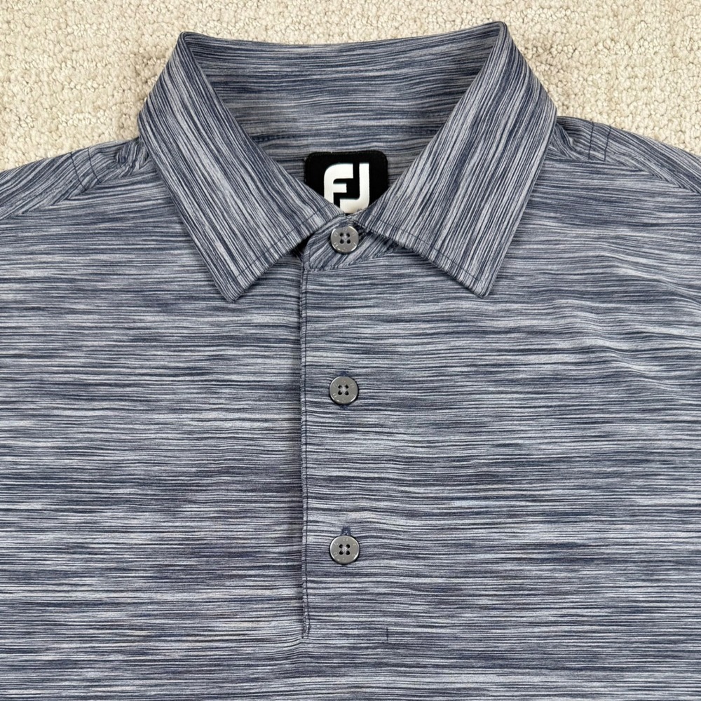 FootJoy Mens Medium Gray Space Dye Performance Golf Polo Shirt